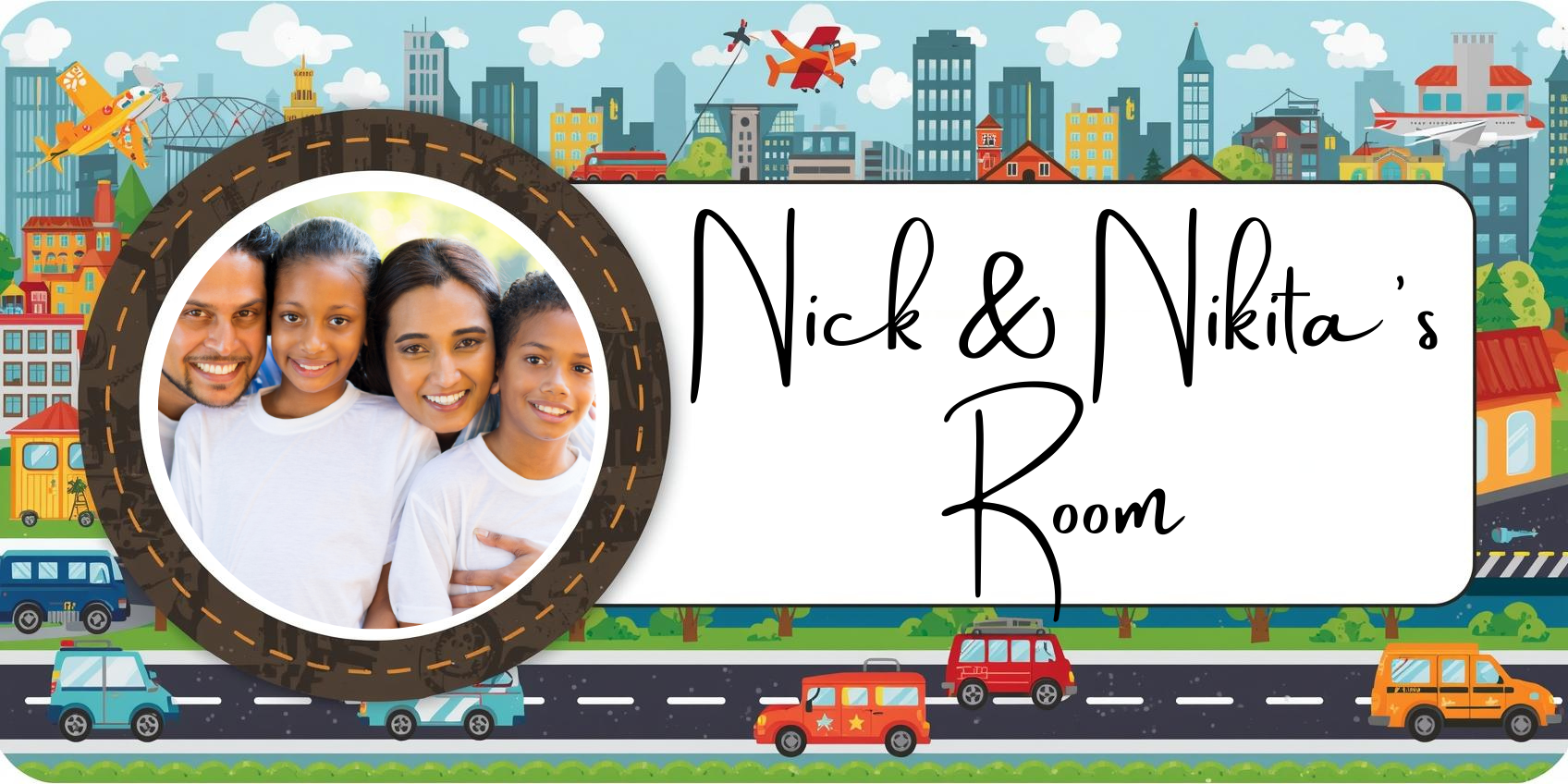 Customised Name Plate with Name & Image | 28×17 cm Laminated Plastic | Ideal for Home, Room, Door, Office