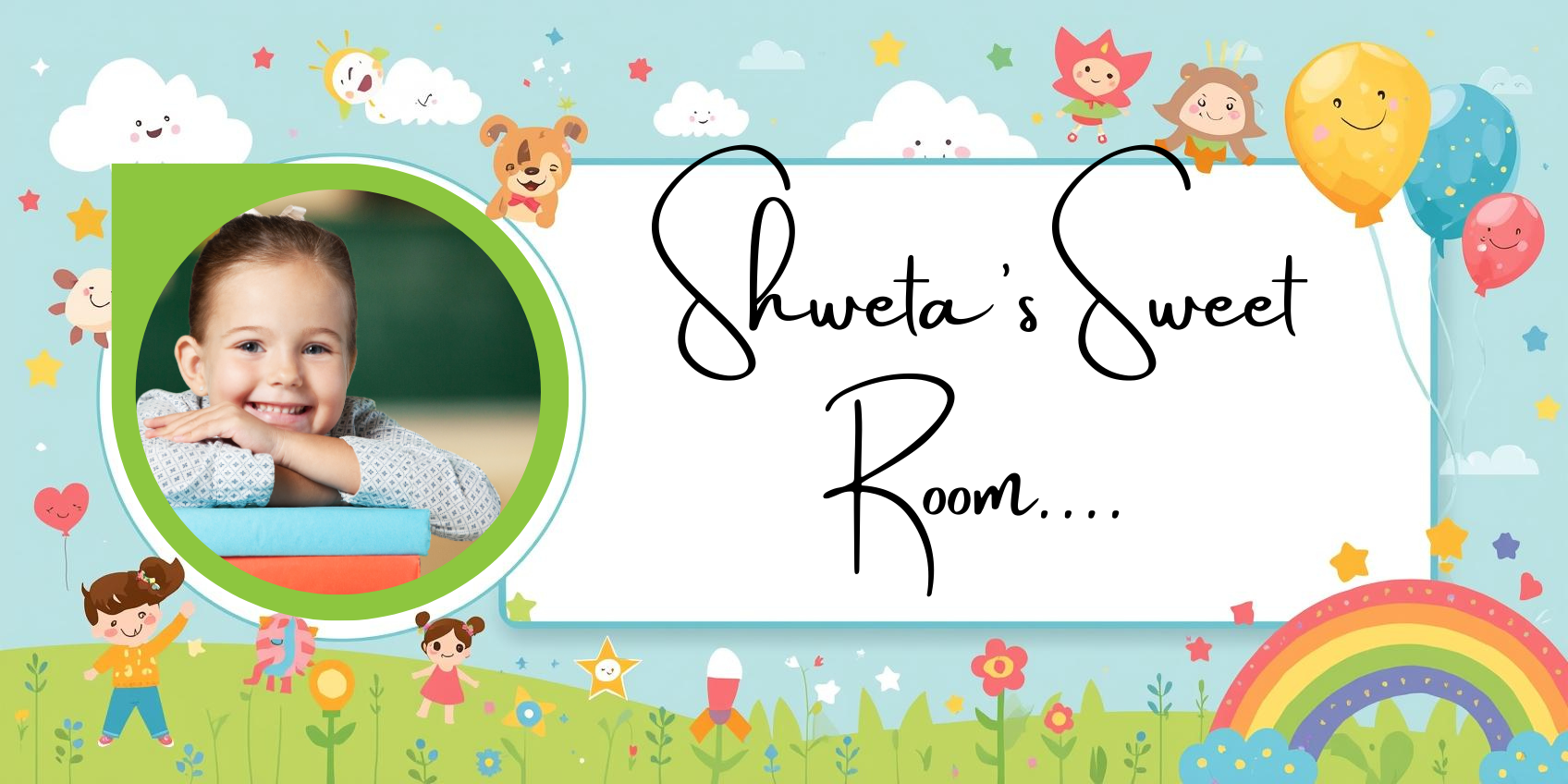 Customised Name Plate with Name & Image | 28×17 cm Laminated Plastic | Ideal for Home, Room, Door, Office