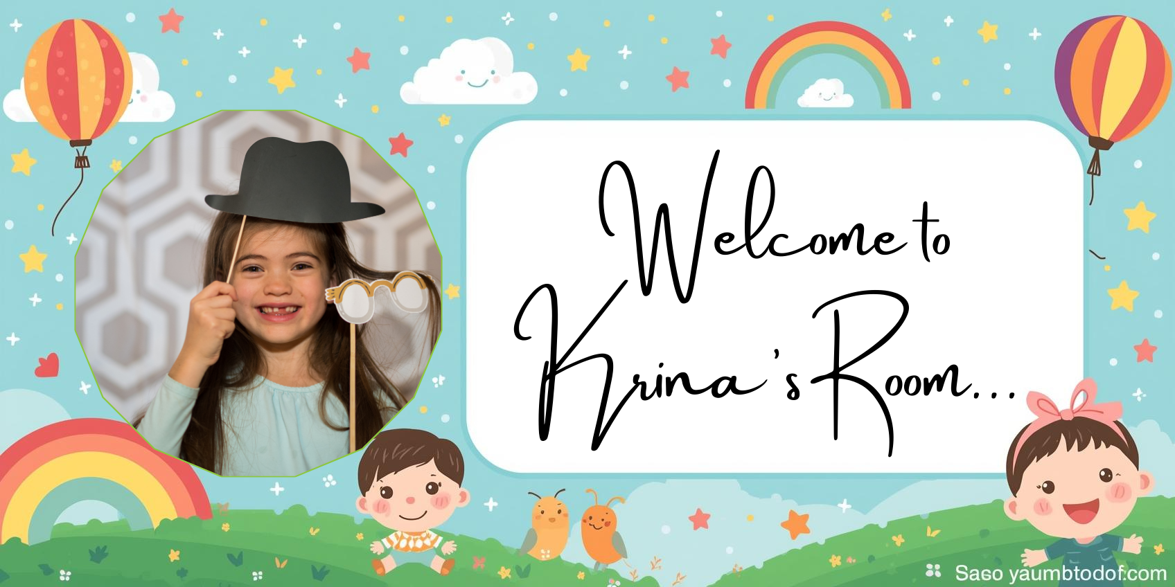 Customised Name Plate with Name & Image | 28×17 cm Laminated Plastic | Ideal for Home, Room, Door, Office