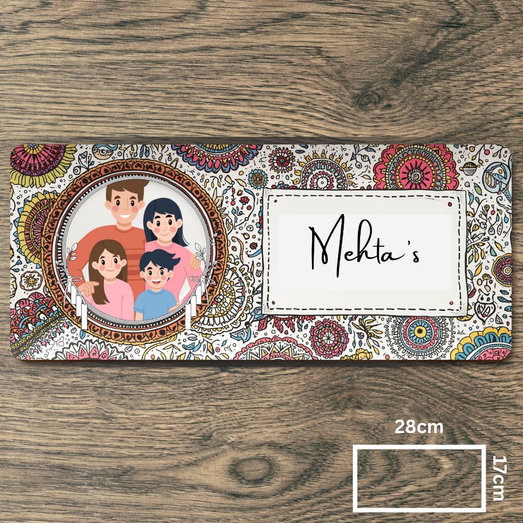 Customised Name Plate with Name & Image | 28×17 cm Laminated Plastic | Ideal for Home, Room, Door, Office