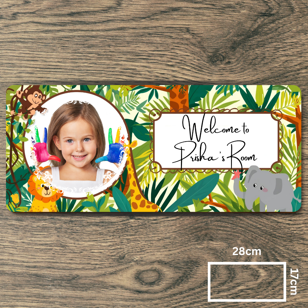 Customised Name Plate with Name & Image | 28×17 cm Laminated Plastic | Ideal for Home, Room, Door, Office