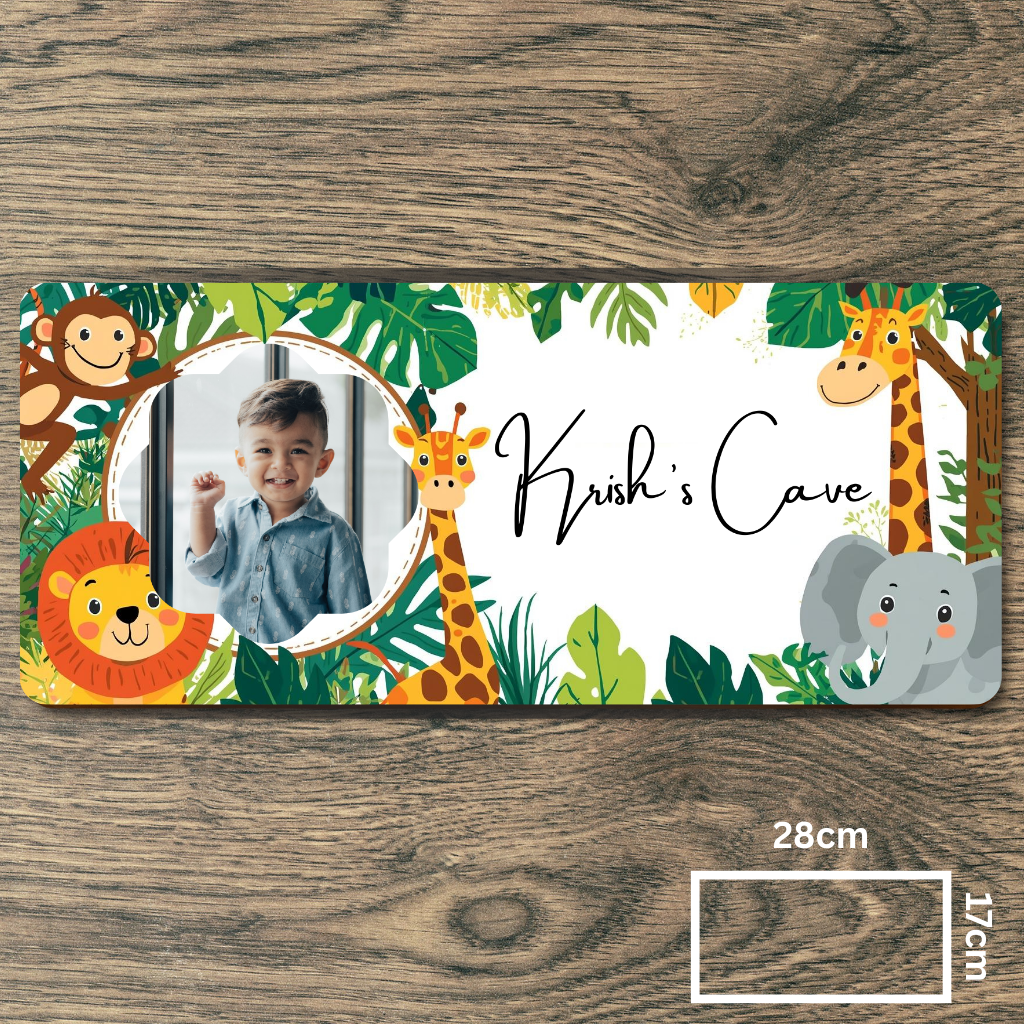 Customised Name Plate with Name & Image | 28×17 cm Laminated Plastic | Ideal for Home, Room, Door, Office