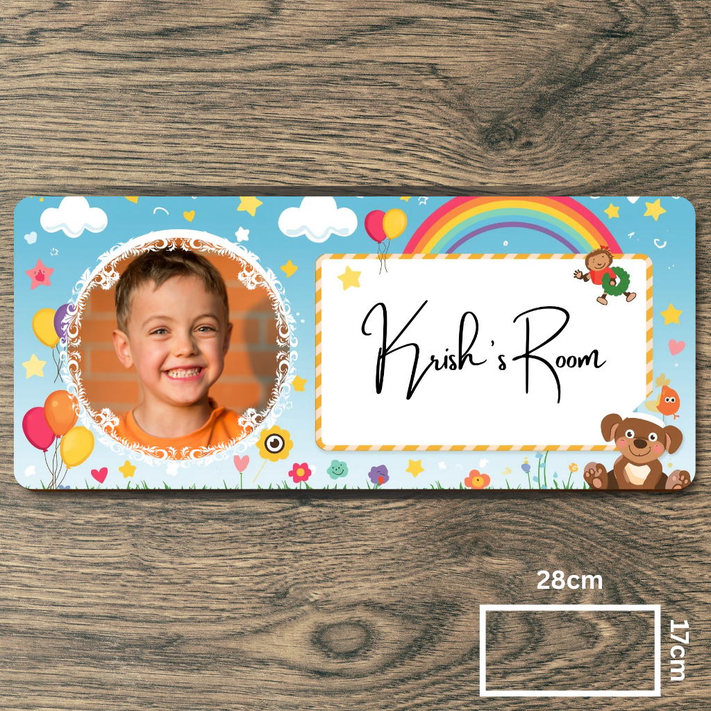 Customised Name Plate with Name & Image | 28×17 cm Laminated Plastic | Ideal for Home, Room, Door, Office