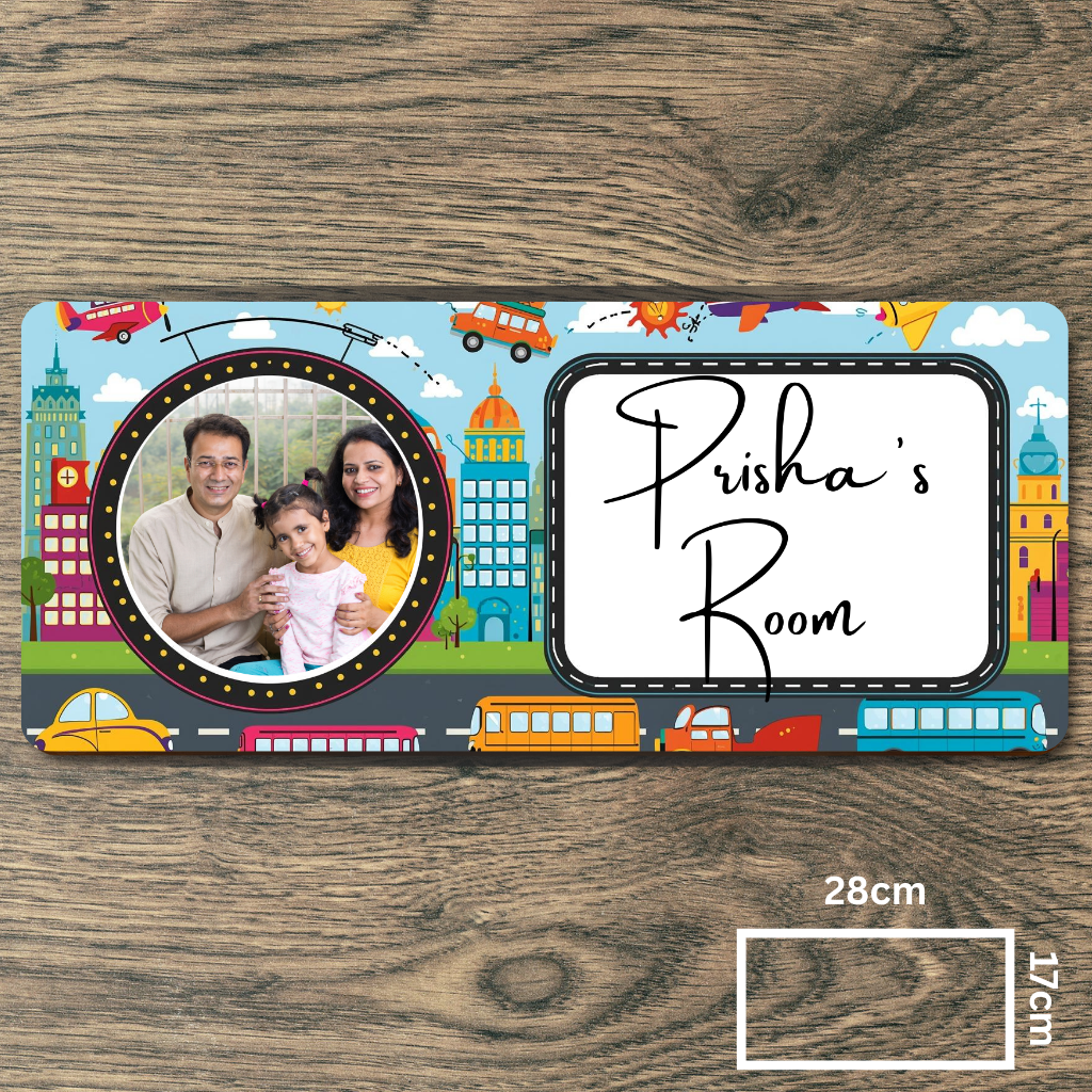 Customised Name Plate with Name & Image | 28×17 cm Laminated Plastic | Ideal for Home, Room, Door, Office