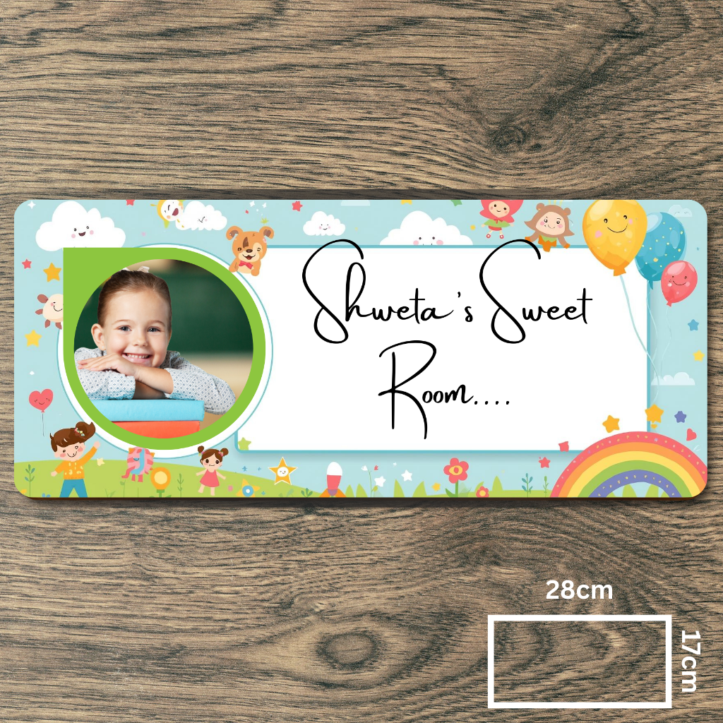 Customised Name Plate with Name & Image | 28×17 cm Laminated Plastic | Ideal for Home, Room, Door, Office
