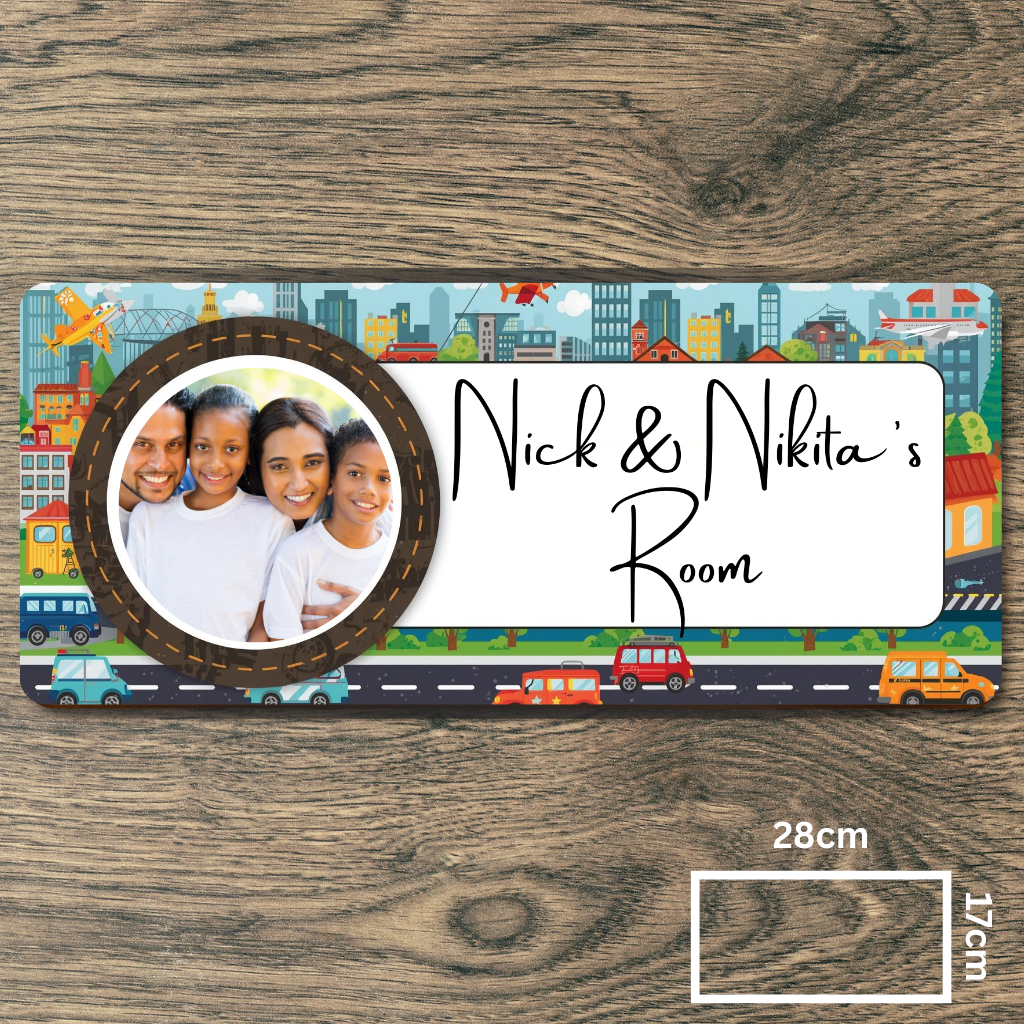 Customised Name Plate with Name & Image | 28×17 cm Laminated Plastic | Ideal for Home, Room, Door, Office