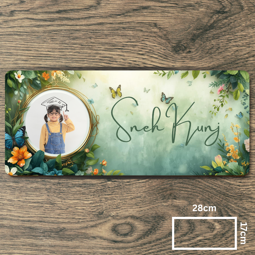 Customised Name Plate with Name & Image | 28×17 cm Laminated Plastic | Ideal for Home, Room, Door, Office