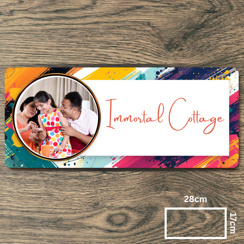 Customised Name Plate with Name & Image | 28×17 cm Laminated Plastic | Ideal for Home, Room, Door, Office
