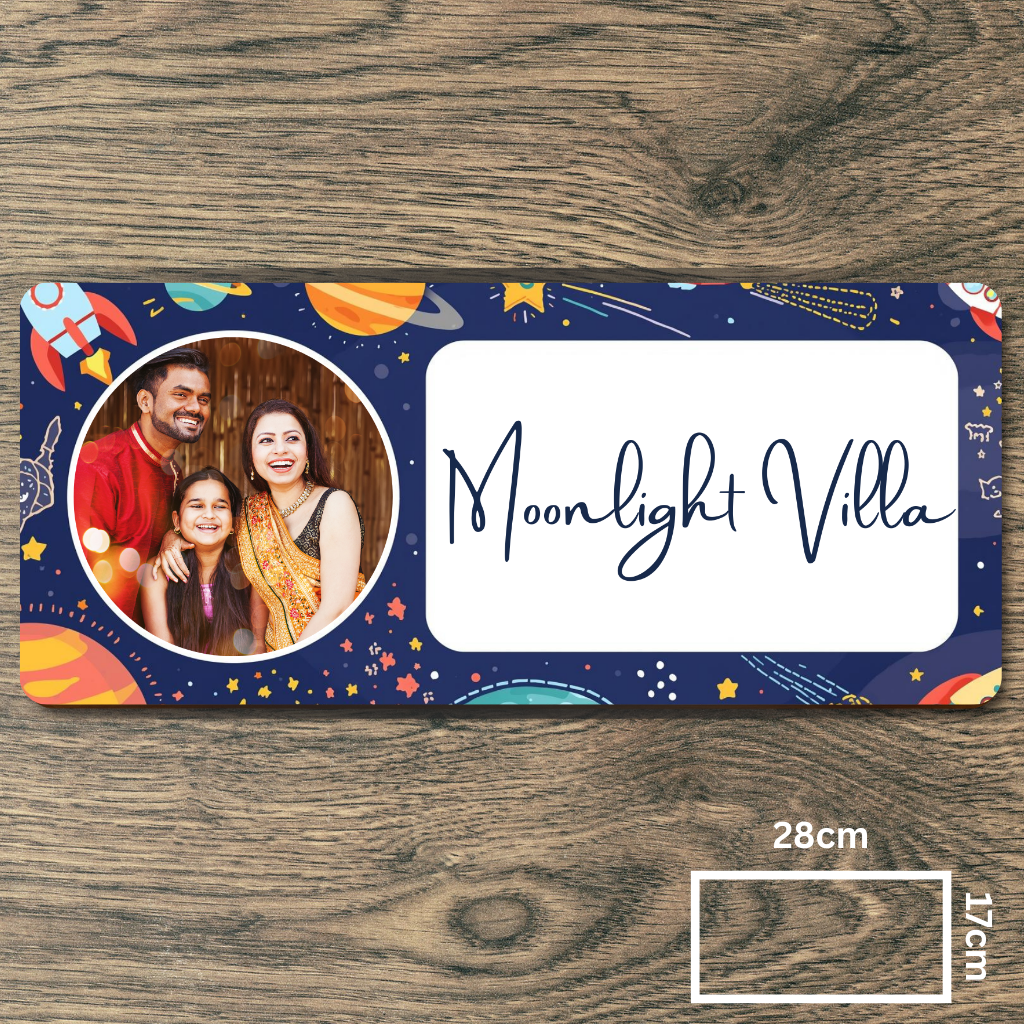 Customised Name Plate with Name & Image | 28×17 cm Laminated Plastic | Ideal for Home, Room, Door, Office