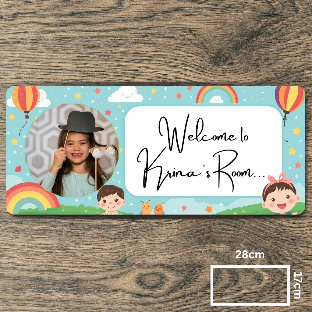 Customised Name Plate with Name & Image | 28×17 cm Laminated Plastic | Ideal for Home, Room, Door, Office