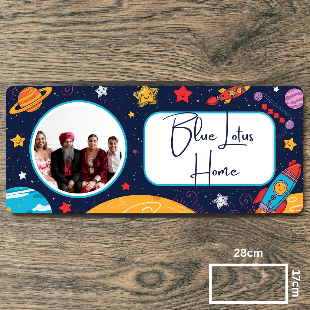 Customised Name Plate with Name & Image | 28×17 cm Laminated Plastic | Ideal for Home, Room, Door, Office