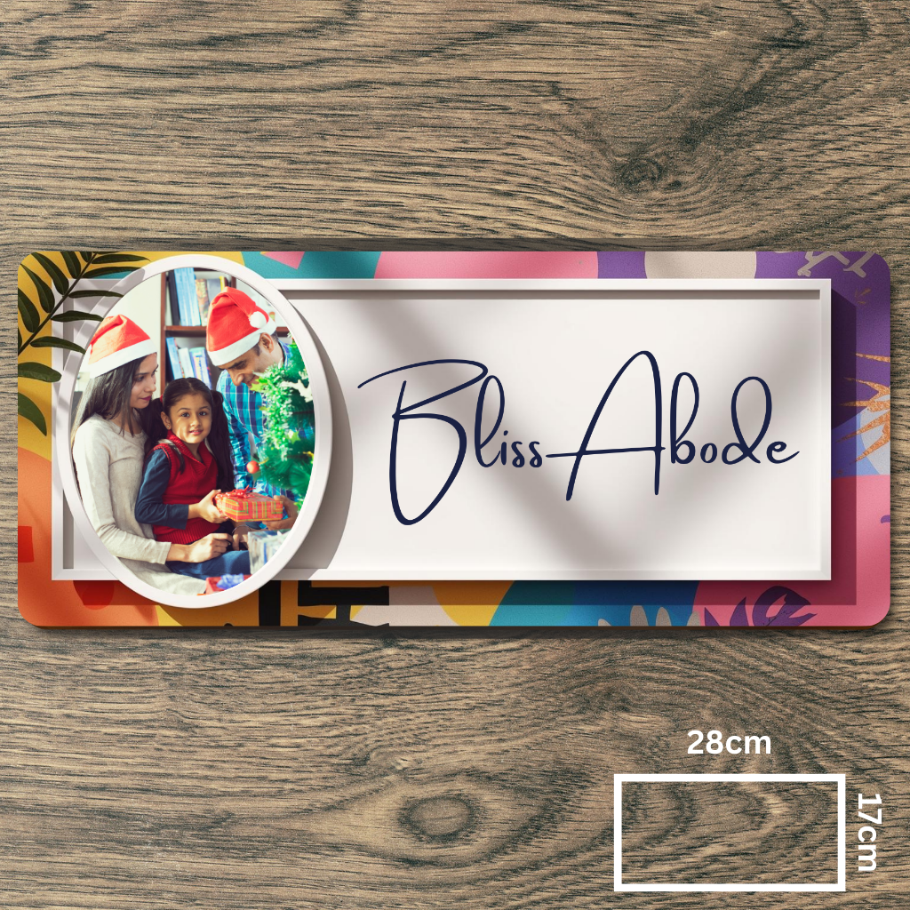 Customised Name Plate with Name & Image | 28×17 cm Laminated Plastic | Ideal for Home, Room, Door, Office
