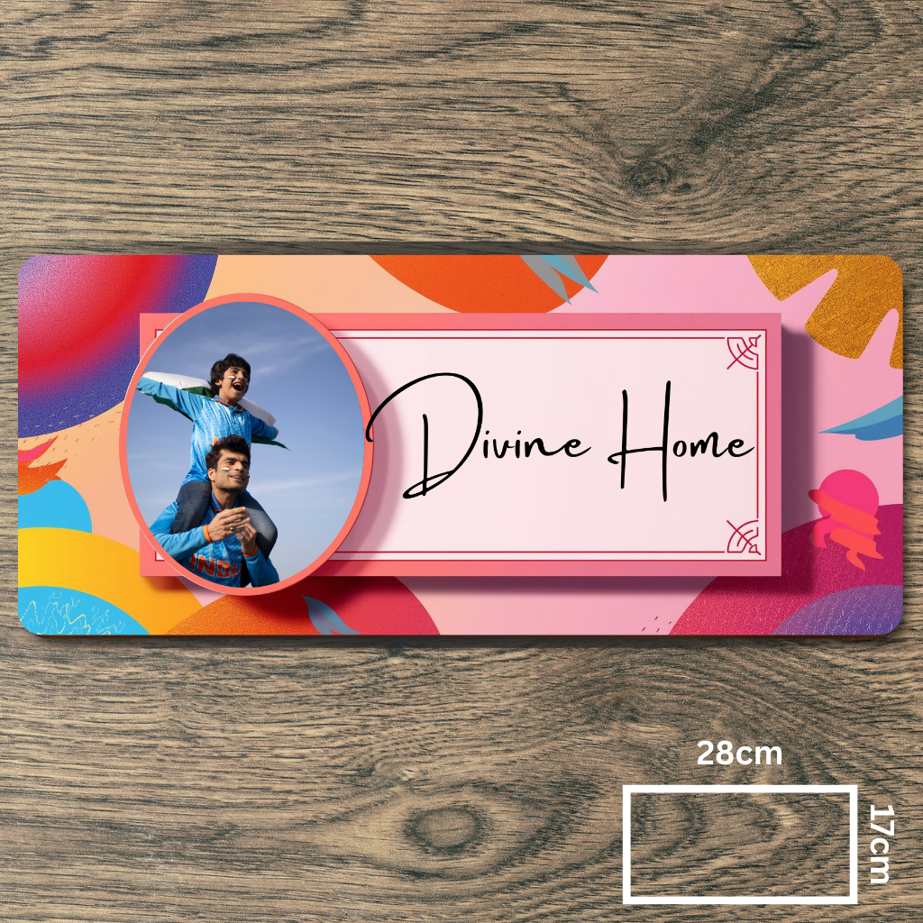 Customised Name Plate with Name & Image | 28×17 cm Laminated Plastic | Ideal for Home, Room, Door, Office