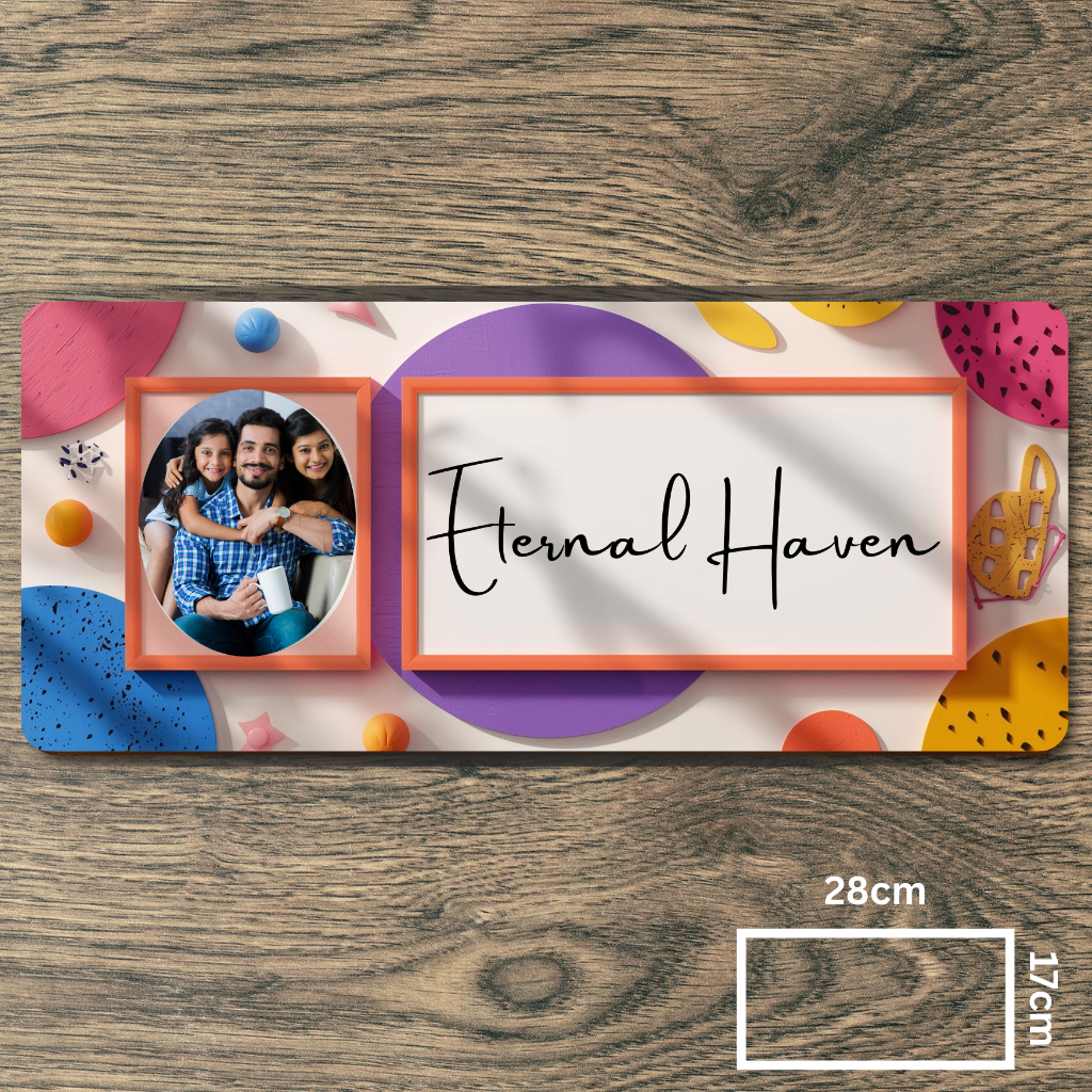 Customised Name Plate with Name & Image | 28×17 cm Laminated Plastic | Ideal for Home, Room, Door, Office