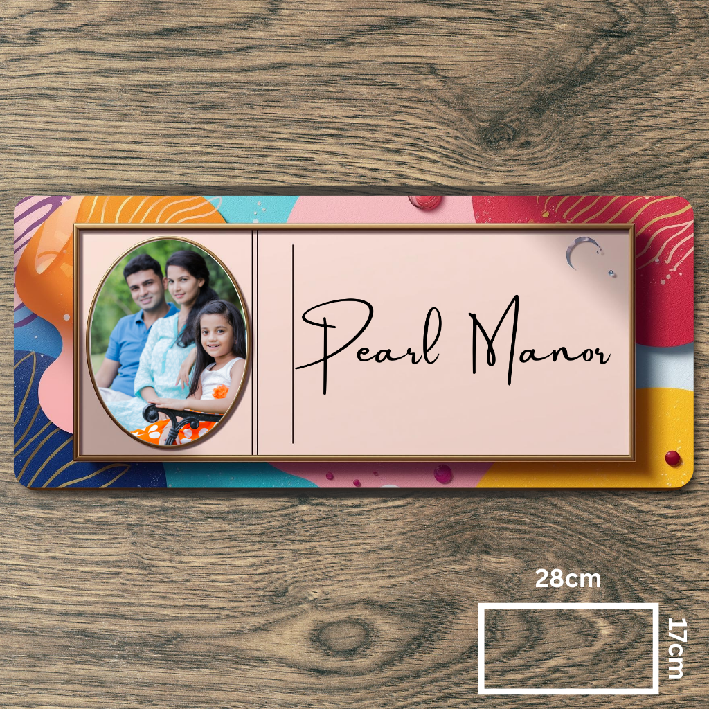 Customised Name Plate with Name & Image | 28×17 cm Laminated Plastic | Ideal for Home, Room, Door, Office