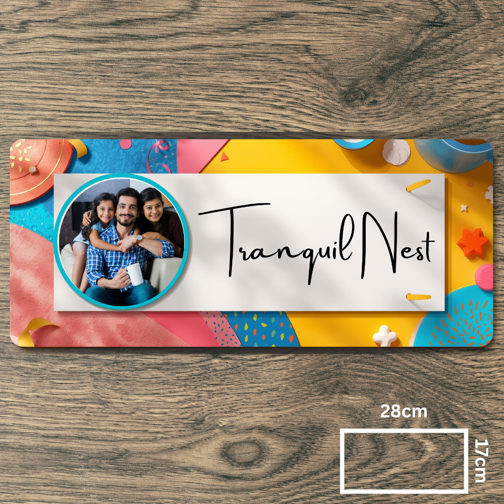 Customised Name Plate with Name & Image | 28×17 cm Laminated Plastic | Ideal for Home, Room, Door, Office