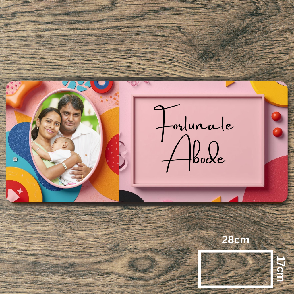 Customised Name Plate with Name & Image | 28×17 cm Laminated Plastic | Ideal for Home, Room, Door, Office