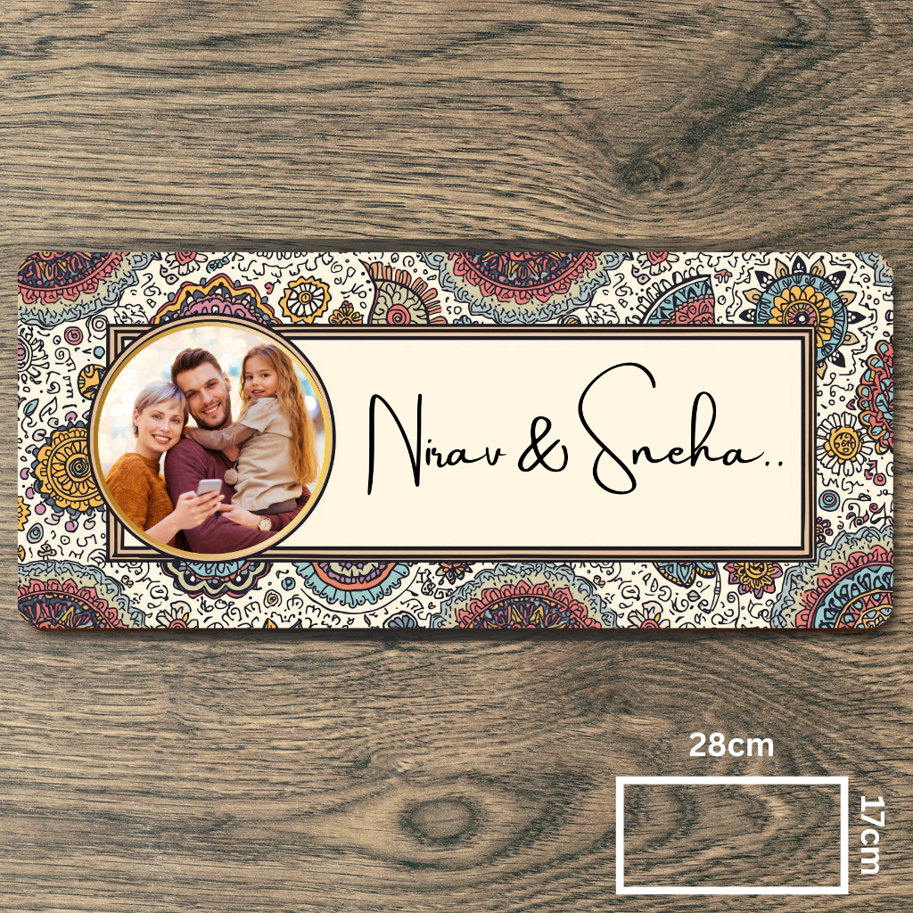 Customised Name Plate with Name & Image | 28×17 cm Laminated Plastic | Ideal for Home, Room, Door, Office